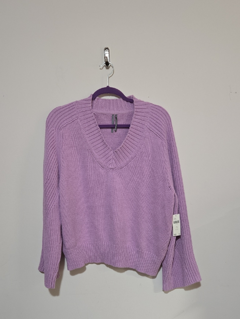 Anthropologie Lavender V-Neck Ribbed Knit Sweater